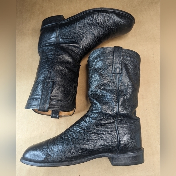 Lucchese Boots men's size 9EE Exotic Genuine Black Smooth Ostrich classi… - Picture 7 of 13